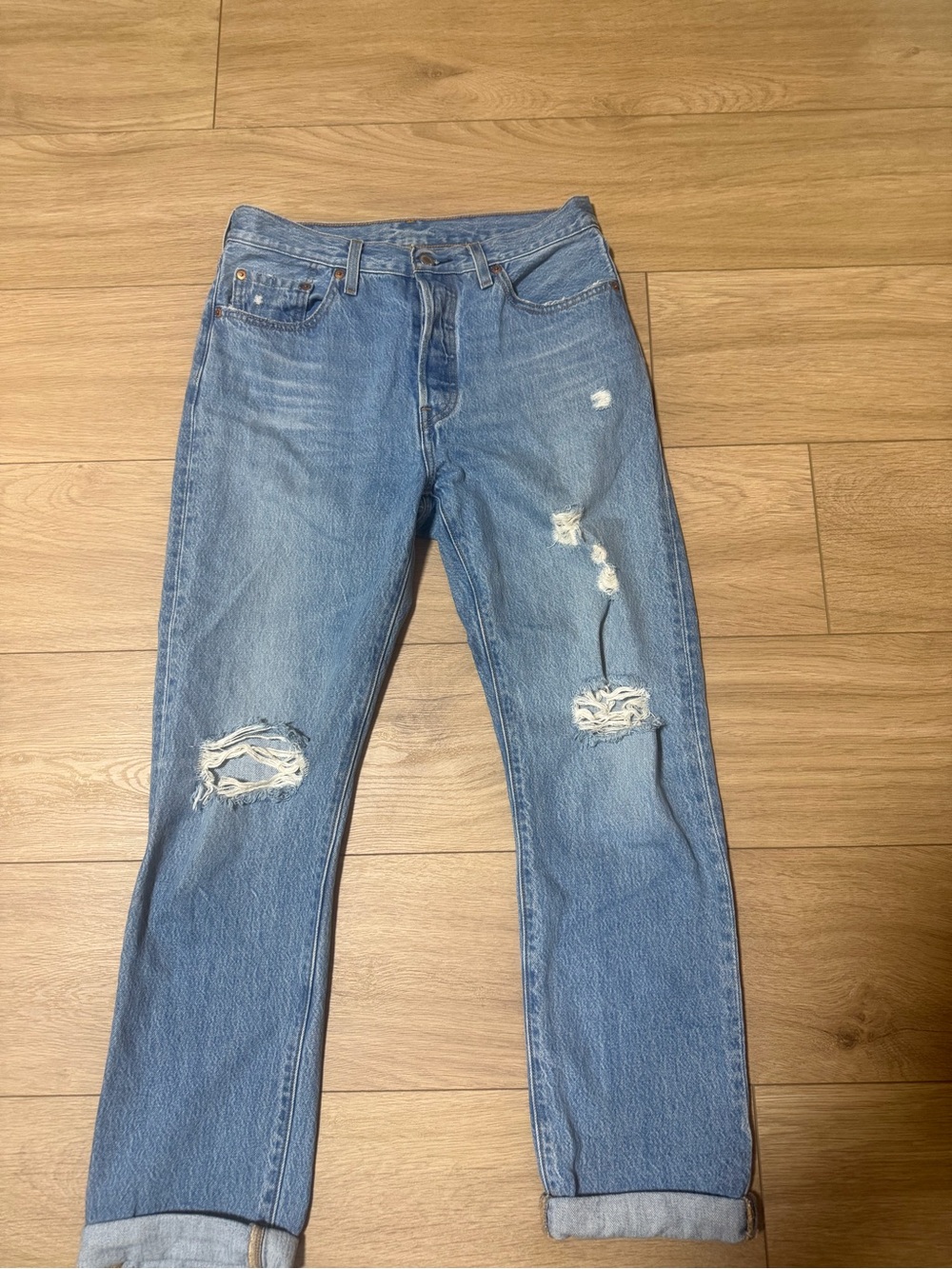 Levi's Premium 501 Distressed Straight Leg Jeans Women's Size 28 (US 6) L30